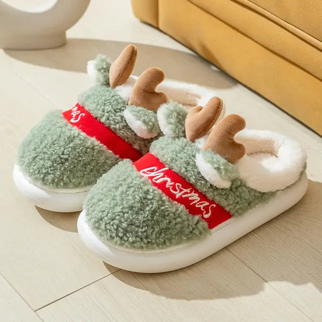 Thick Sole Christmas Deer Slippers