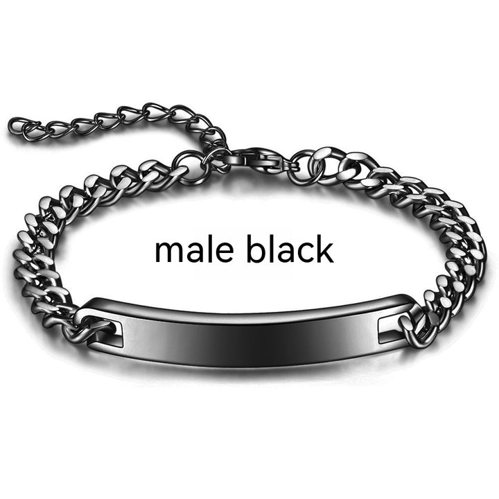 Pulseira de aço titânio personalizada com slogans gravados