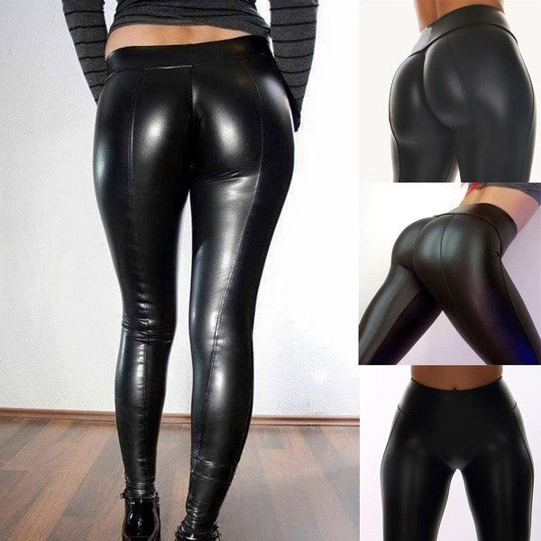 Pu Yoga Leggings Exercício Fitness Calças Mulheres