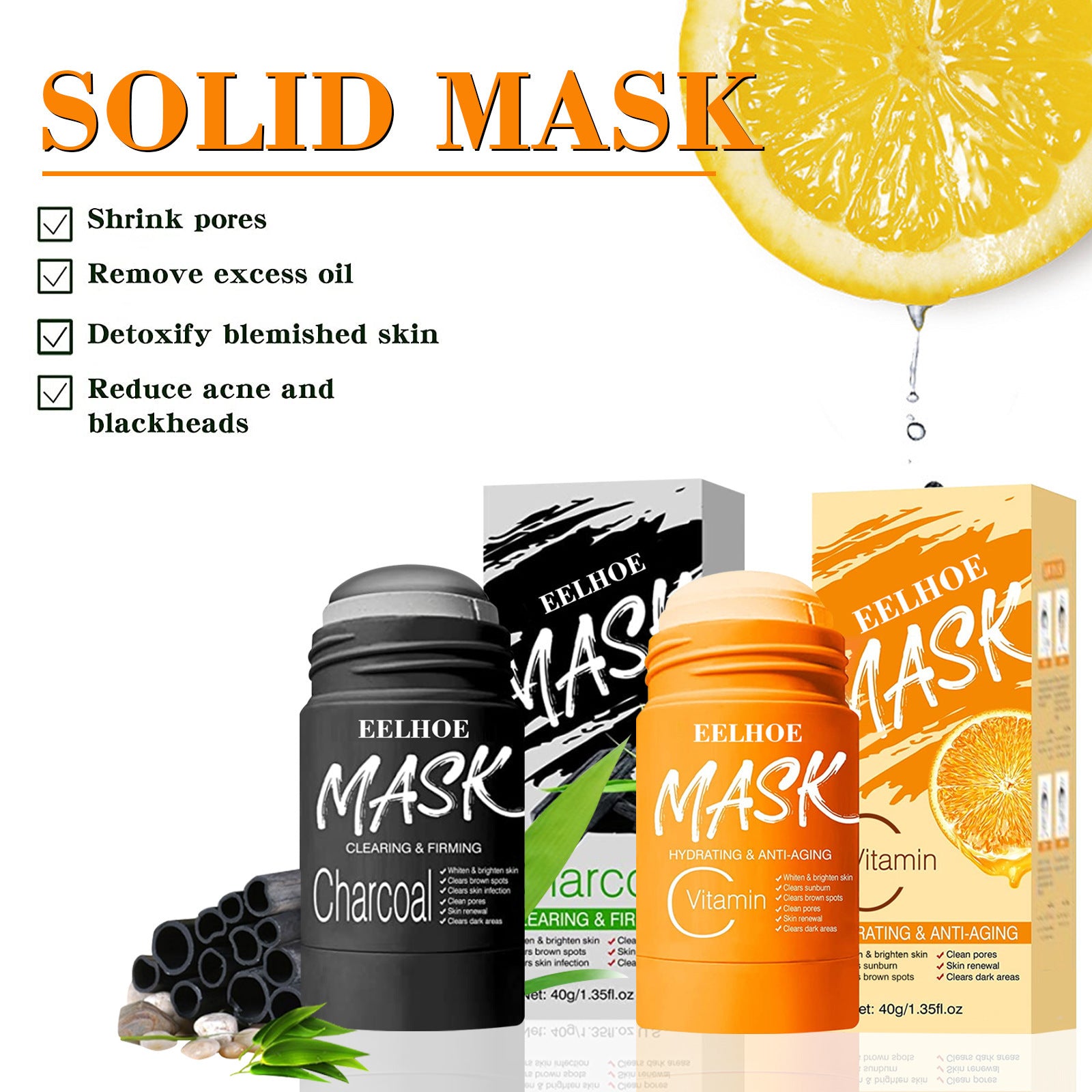 Solid Cleansing Mask Bamboo Charcoal To Remove Blackheads