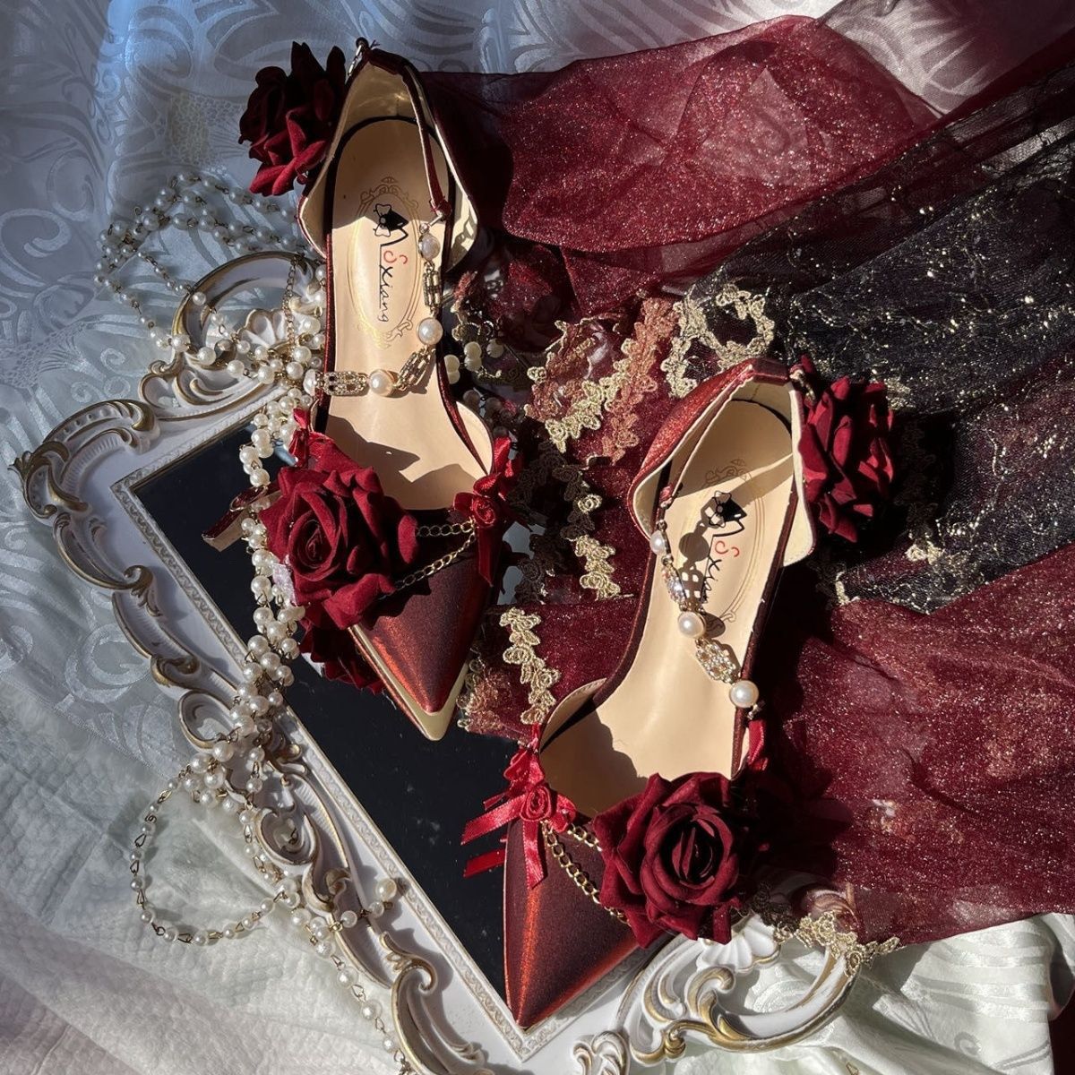 Ceremony Rose Chronicle Pointed High Heels Wedding Shoes Tea Party