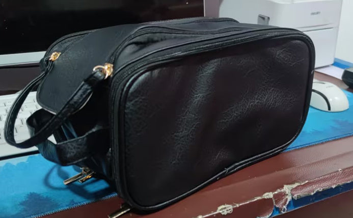 Three-layer Double Zipper U-shaped Design Cosmetic Bag Fashion High Capacity Make Up Bags Portable