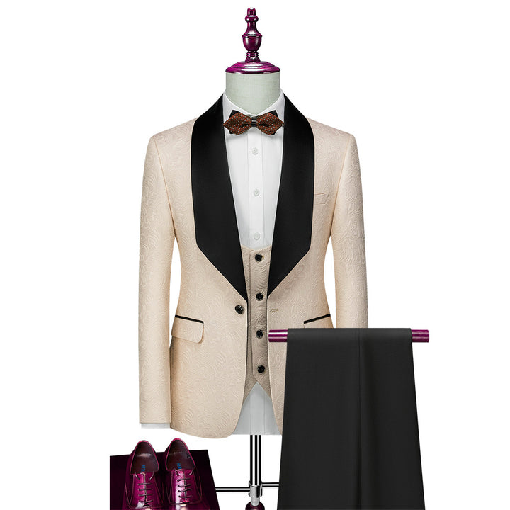 Conjunto de terno masculino slim fit noivo vestido de noite de casamento