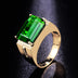 Yellow Gold Inlaid Emerald Baguette Men's Ring