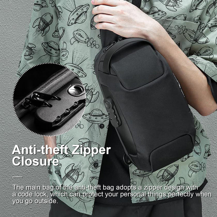 Pack For Male Sling Shoulder Crossbody Waterproof Anti-theft Chest Bag Backpack Pack USB