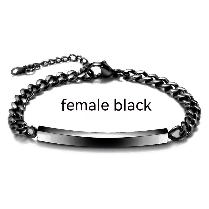 Pulseira de aço titânio personalizada com slogans gravados