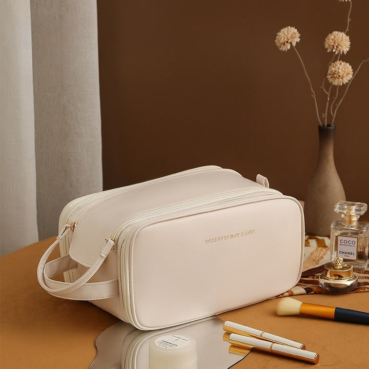 Three-layer Double Zipper U-shaped Design Cosmetic Bag Fashion High Capacity Make Up Bags Portable