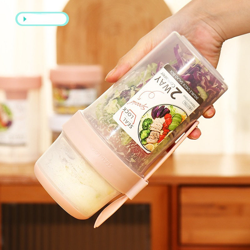 Portable Breakfast Oatmeal Cereal Nut Yogurt Salad Cup Container Set With Fork Sauce Cup Lid Bento Food Bowl Kitchen Lunch Box