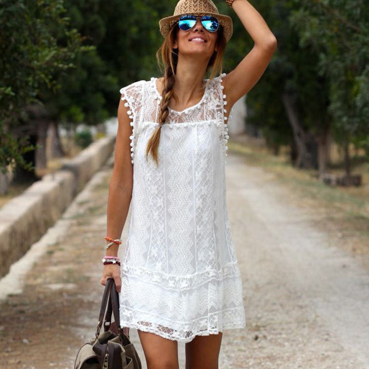 Vestido de baile americano com costura de renda e bola pequena 