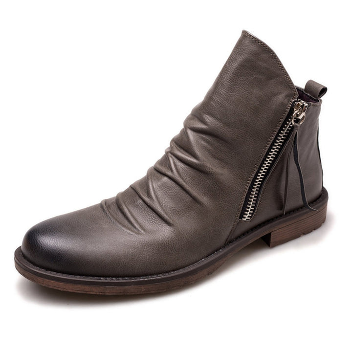 Botas de couro retrô antiderrapantes masculinas