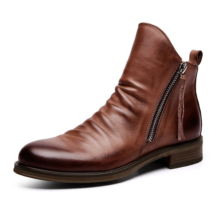 Botas de couro retrô antiderrapantes masculinas