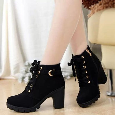 Autumn Winter Thick Heeled Woman Boots