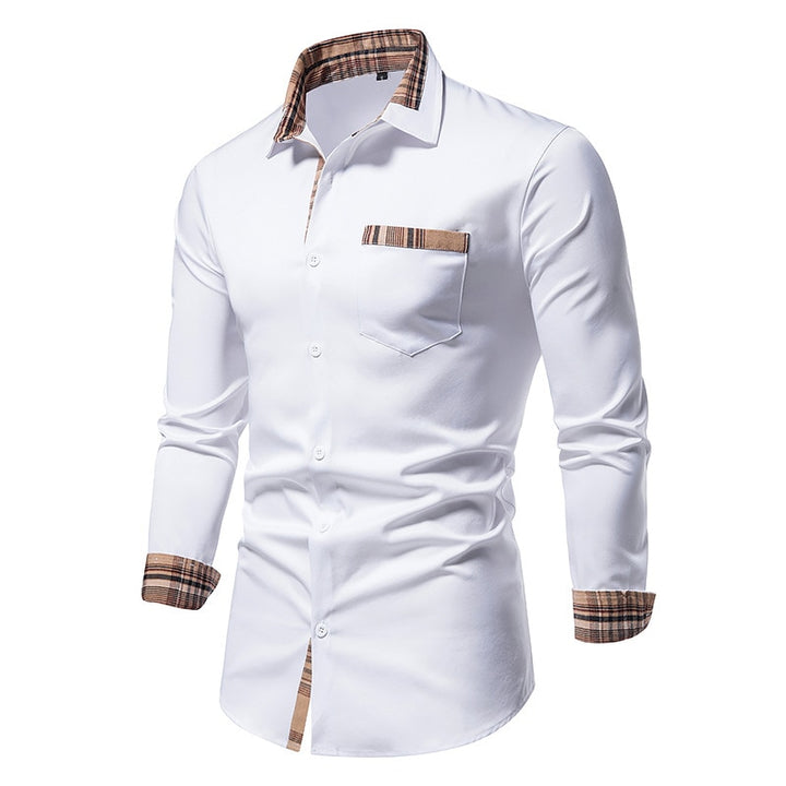 Camisas formais xadrez patchwork para homens