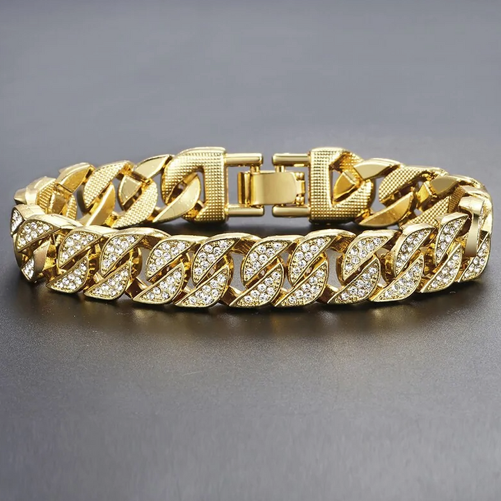 Pulseira cubana Miami Gold Curb