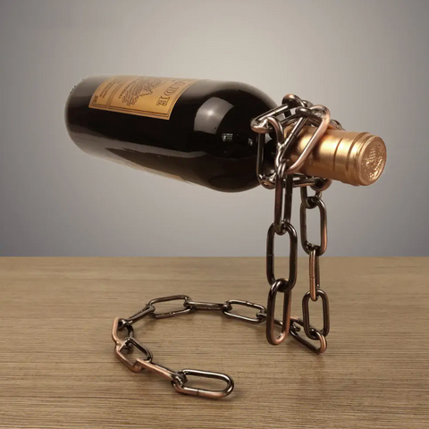 Porta-garrafas de vinho com corrente de ferro mágico
