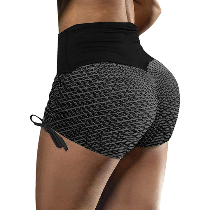 New Elastic Jacquard Pants Stitching Slim Yoga Sports Shorts Women