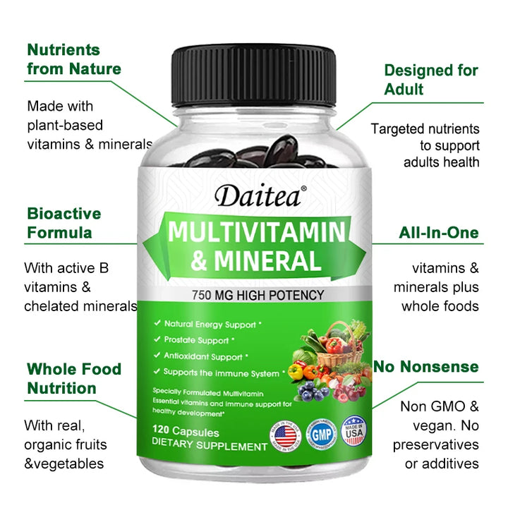 Multivitamin Capsules Contain Vitamins and Minerals