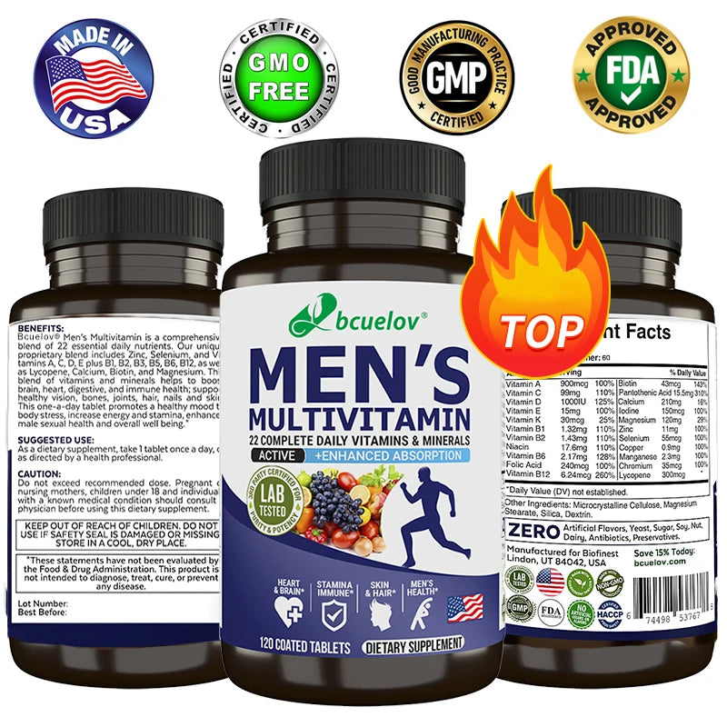 Men's Multivitamin Capsules - Contains B12, B6, B1, Zinc