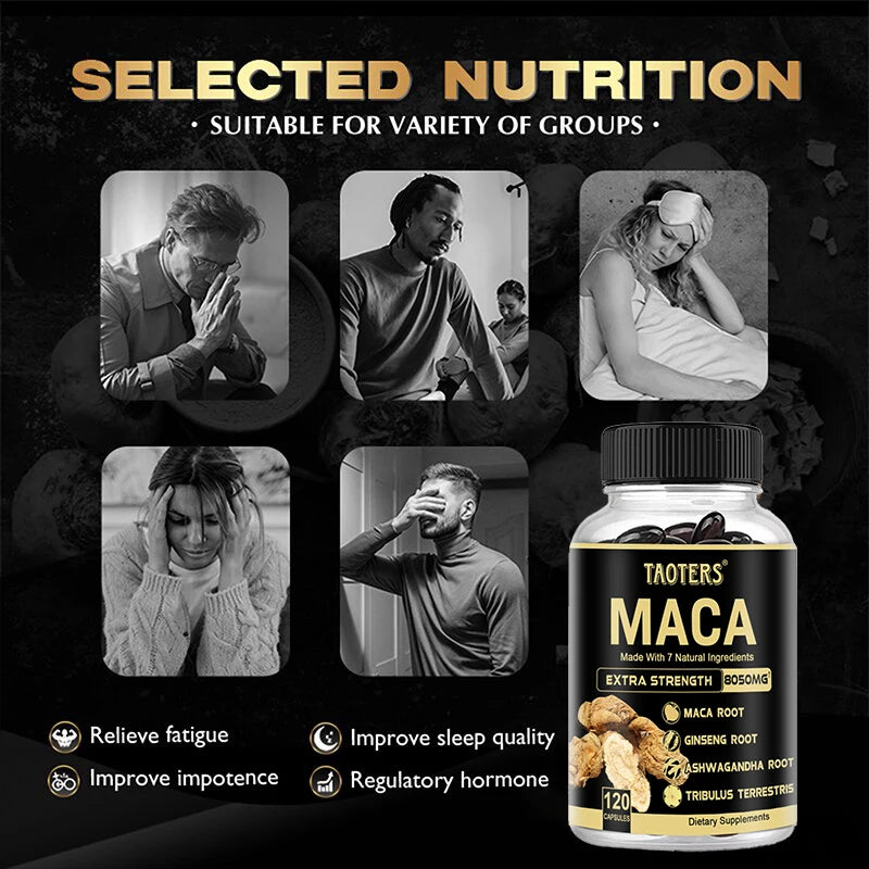 Black Maca Root Capsules Contain Essential Amino Acids, Vitamins and Minerals for Muscle Repair and Anti-fatigue