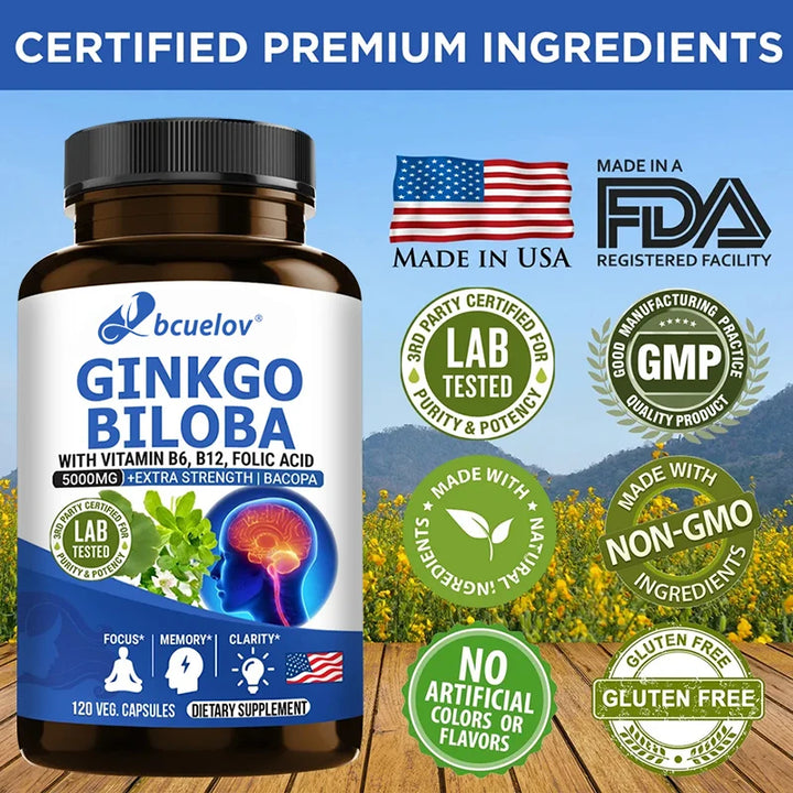 Suplemento de Ginkgo Biloba - Vitamina B6 B12 