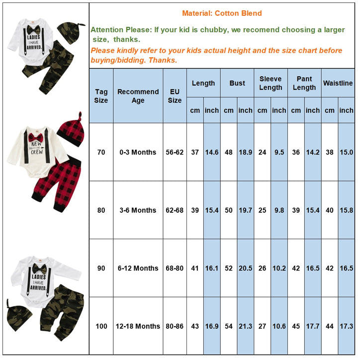 Conjunto fofo de 3 peças de roupas para bebês recém-nascidos